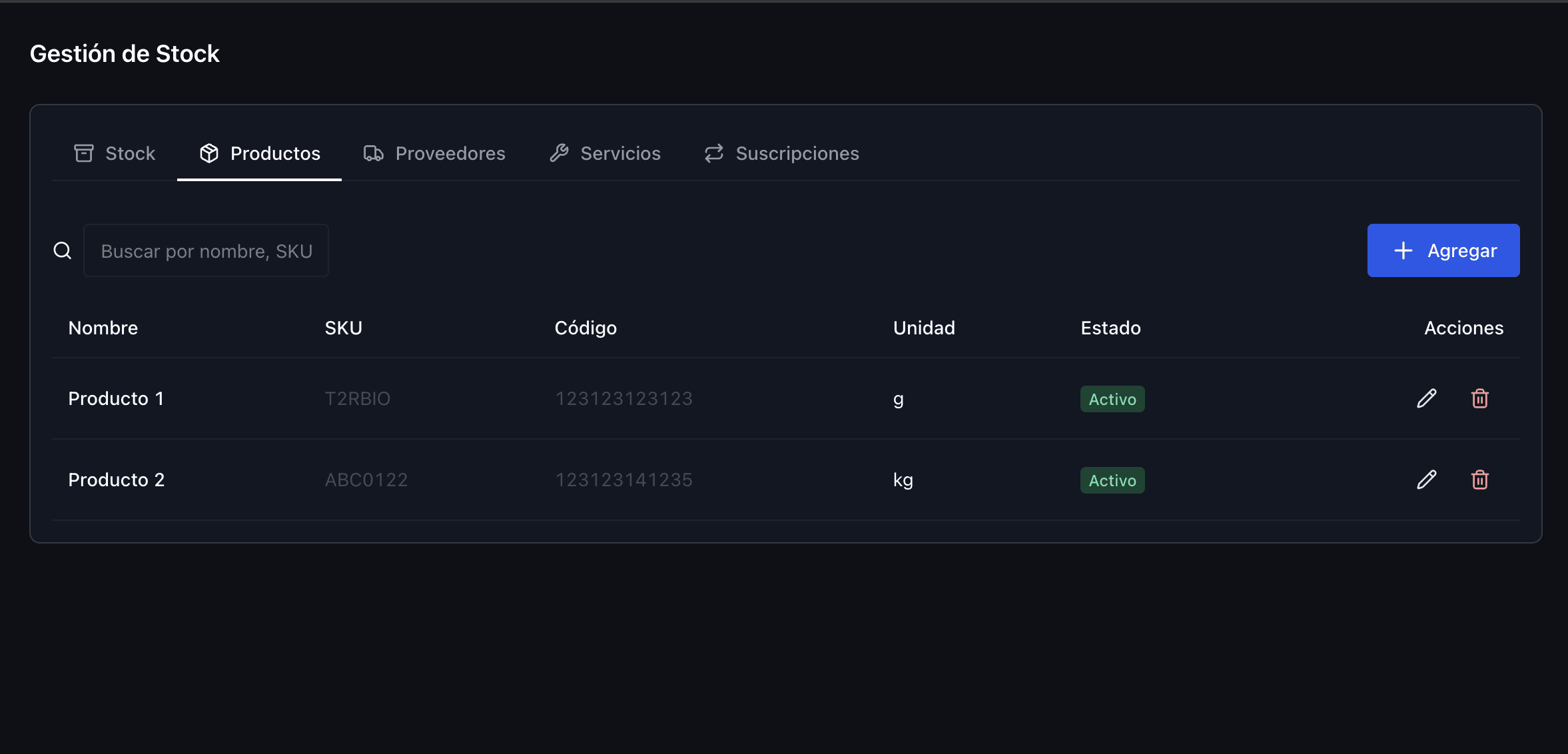 Módulo de Inventario